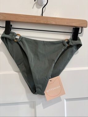 Kittenish Olive Green Bikini Bottom with Ring Detail